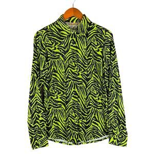 Wrangler Western Zebra Rhinestone Pearl Snap Shirt Green Black Womens Small EUC‎